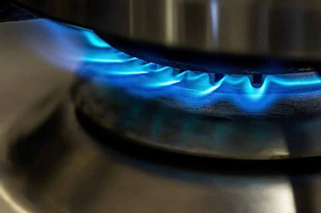 burning flame on a gas stove