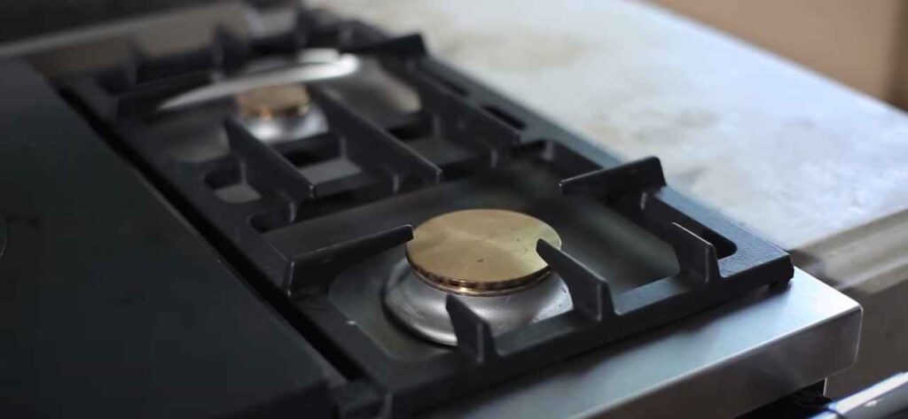 gas stove with grates and burner